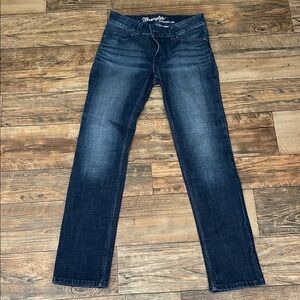 Wrangler Straight Leg Dark Blue Denim Jeans